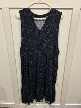 Maurices Navy Sleeveless V-Neck Dress with White Dot Detail